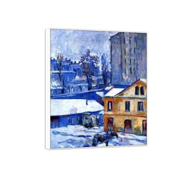 Imagem de David Burliuk Famosas impressões em tela de arte de parede prontas para pendurar. Paisagem urbana. Pintura com moldura branca para decoração de sala de estar 30 x 35 cm 12 x 13 polegadas