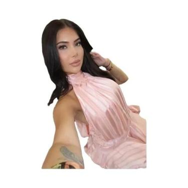 Imagem de Vestido Mini Elegante De Chiffon Com Alças Para Mulheres, Costas Desco