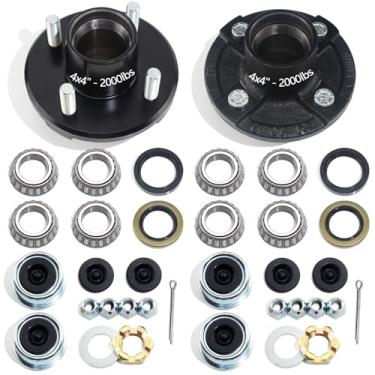 Imagem de GREPSPUD 1 par de kit de cubo de reboque de 4 em 10 cm para eixo reto de 907.2 kg 1'' ou 1-1/40.6 cm, kits de cubos intermediários de reboque de 10 x 10 cm cabem em eixos de 2,5 cm e 3,5 cm, conjunto