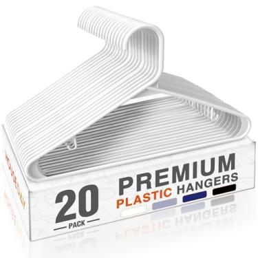 Imagem de HOUSE DAY Cabides de plástico, pacote com 20, cabides para roupas que economizam espaço com ganchos embutidos, organizadores e armazenamento de armário duráveis e fortes, essenciais para dormitórios