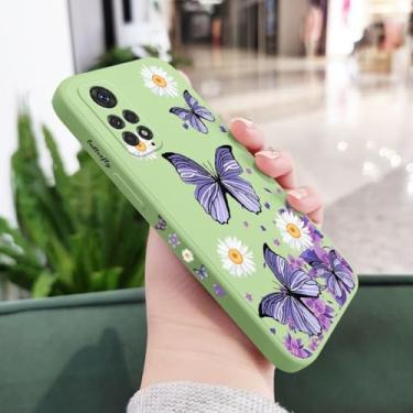 Imagem de Capa de celular com borboletas roxas para Xiaomi Redmi Note 14, 13, 12, 12S, 11, 11S, 10, 10A, 10T, 10S, 9T, 9, 8, 7 Pro Plus, 10C, 9T, 4G e 5G, verde claro 2, para Note 10 S