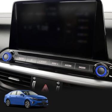 Imagem de JUIVEEL Tampa de botão de ajuste de volume de áudio de rádio de carro, capa de controle de volume de rádio compatível com acessórios Kia Forte 2019-2024 (azul)