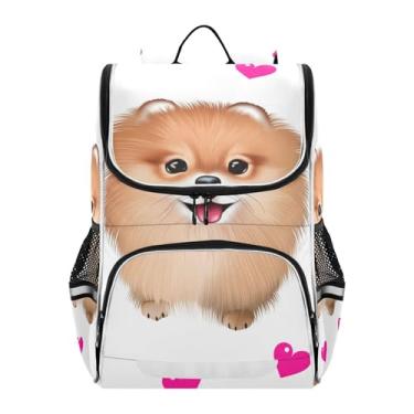 Imagem de Joisal Cute Dogs Hearts White Backpacks for Boys Toddler Elementary Back to School Bag Custom Student Travel Girls Backpack for Kids Flower Bookbags