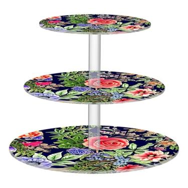 Imagem de Joitme Elegante suporte de cupcake para chá e festa de chá, 3 níveis, copo redondo, torre de bolo, suporte de sobremesa, exibição de mesa para servir alimentos