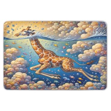 Imagem de Almofadas impermeáveis de girafa laranja celeste, grandes, almofadas para molhar a cama, laváveis para cama