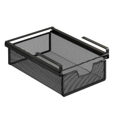 Imagem de predolo Organizador de Cesto para Prateleira Multifuncional, Decoração Prática, Cesto de Gaveta Puxável para Pendurar, Preto, para Balcão, Quarto e Despensa, Comprimento 37 Cm