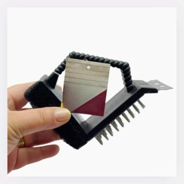 Imagem de Escova de AçO para Limpar Grelha，Resistente Ao Calor e Ao Desgaste，FáCil de Guardar，Poder de Limpeza Tripla AçãO，Adequado para Limpar Todos os Tipos de Grelhadores para Churrasco