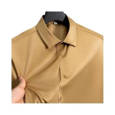 Imagem de Camisa Social Masculina Branca De Manga Longa Slim Fit Não Amassa Resi