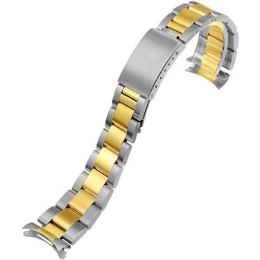 Imagem de HiCycle2 Pulseira de relógio Oyster de substituição para Lady Rolex Date Datejust 6517 6519 6900 67180 69160 69173 aço inoxidável 13 mm (ouro, centro brilhante)