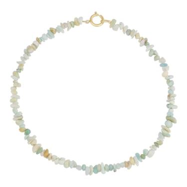 Imagem de KELITCH Colar de pedras coloridas moda feminina requintado colar de contas turquesa estilo boêmio joia à prova d'água joia irregular pedra natural presente, Pedra natural