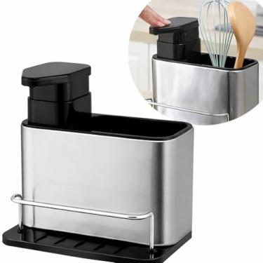 Imagem de Organizador De Pia Inox, Suporte Detergente, Escorredor Esponja, Dispenser Sabão Líquido, Kit Cozinha Moderna, Porta Esponja, Organizador Multifuncional Inox
