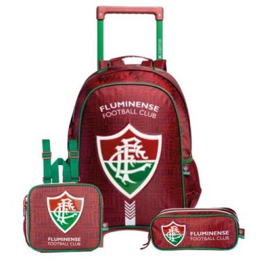 Imagem de Kit Mochila De Rodas Fluminense Infantil Lancheira E Estojo Cor:Grená,