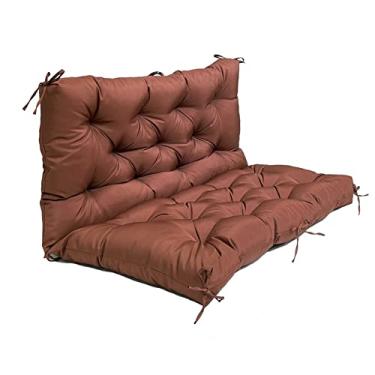 Imagem de Almofada de banco à prova d'água com encosto, almofadas de substituição de balanço de 2 ou 3 assentos, estofadas para móveis de jardim, pátio, sofá de namoradeira, almofadas de banco ao ar livre (café