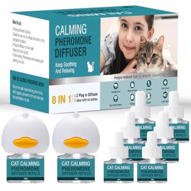 Imagem de Taraxa 8 em 1 Multicat Cat difusor calmante feromônios difusor feromônios refil para alívio de estresse e ansiedade produtos anti-agressão para gatos pulverizando chega de parar o gato de urinar
