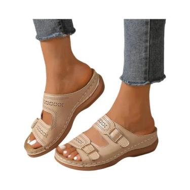 Imagem de Chinelos De Verão Femininos Com Plataforma Wedge, Ortopédicos, Abertos