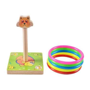 Imagem de oshhni Jogo de arremesso de argolas com gancho, brinquedo de madeira para lazer e esportes, quebra-cabeça, conjunto de jogo de arremesso para meninos, Gatinho