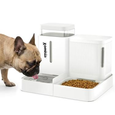 Imagem de ZOMISIA Alimentador de gato por gravidade e dispensador de água, alimentador automático 2 em 1 para gatos com rotação de 180 graus, pacote com 2 unidades de alimentação automática de grande capacidade