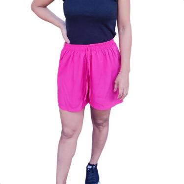 Imagem de Short Feminino Soltinho Praia Piscina Bermuda Liso - Moda_Gaspar, Rosa