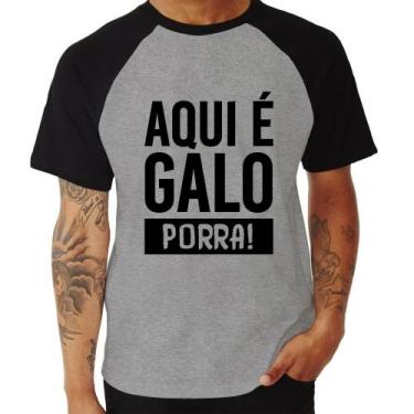 Imagem de Camiseta Raglan Aqui é galo  - Foca na Moda, Cinza, Preto, GGG