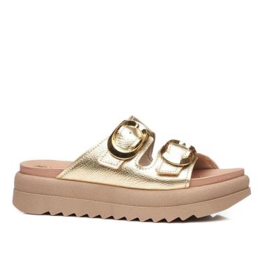 Imagem de Chinelo Pegada Feminino em Couro Ouro 234405-07-Feminino