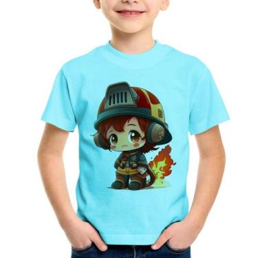 Imagem de Camiseta Infantil Bombeiro Mirim - Foca na Moda, Azul claro, 2
