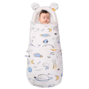 Imagem de DUDUELITE Saco de dormir para bebês Bear Ears, cobertor estampado em fundo branco, saco de dormir para bebê (céu estrelado)
