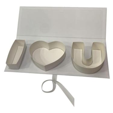 Imagem de Fancyes Caixa de presente em formato de carta, com flores, para preencher, embalagem "Eu ", caixa de papelão para aniversário, Branco