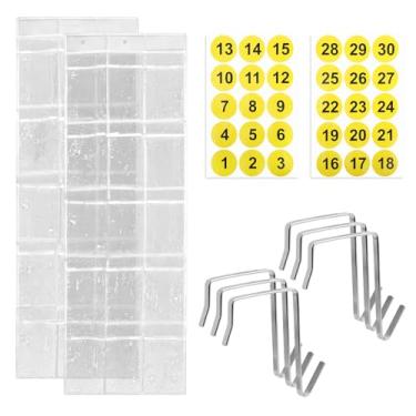 Imagem de Goktvai 2 organizadores de armazenamento de fones de ouvido para sala de aula, 30 bolsos transparentes de PVC sobre a porta pendurados na porta, bolsa de bolso com ganchos e adesivos de etiqueta