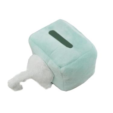 Imagem de IEUDNS Porta-lenços de papel em formato de bumbum de gato, decoração para casa, porta-lenços faciais para penteadeira, escritório, quarto e cozinha, Azul
