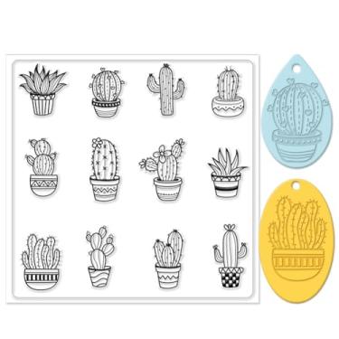 Imagem de 1 tapete de textura de argila de silicone, almofada de modelagem de argila impressa em cacto, kit de fabricação de joias de cerâmica, ferramentas de artesanato criativo para brincos, chaveiros e