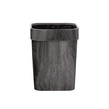 Imagem de pcagfaajmh Lixeira decorativa quadrada pequena de plástico para banheiros, cozinhas, escritórios domésticos (cor: marrom) (cinza)
