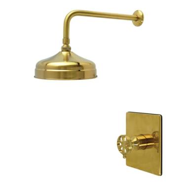 Imagem de Kingston Brass KB6347RXSO Belknap Torneira de chuveiro equilibrada de pressão de manípulo único, latão escovado