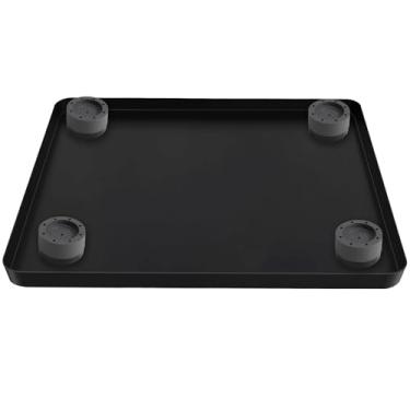 Imagem de Tapete de silicone para mini geladeira, com 4 elevadores de base, bandeja coletora de geladeira de 50 x 50 x 1,5 cm, antiderrapante à prova de vazamento para armário de vinho, máquina de lavar