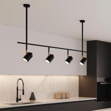 Imagem de Trilho de Teto Ewa com 1 metro e extensor de 40 cm e 4 Spots Direcioná