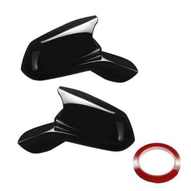 Imagem de Retrovisor lateral espelho capa asa tampa exterior porta vista traseira caso guarnição de fibra de carbono olhar Compatível com chevy camaro lt/ss/rs/zl1 2016-2022(Gloss Black)