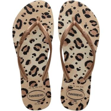 Imagem de Chinelo Havaianas Slim Animals Print Oncinha Feminino (Bege, BR, Adulto, Faixa Numérico, M, 33, 34)
