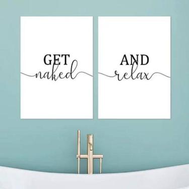 Imagem de Kit 2 Quadros Get Naked And Relax 33X24Cm - Madeira Branca