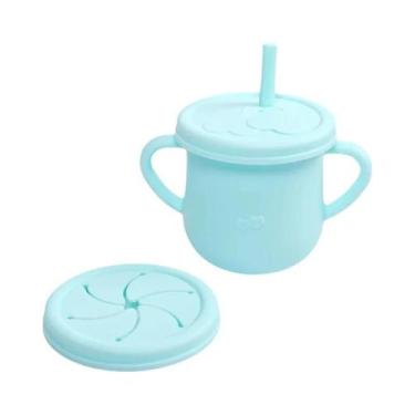 Imagem de Copo De Treinamento De Silicone Fofo Para Bebês Com Alças, Canudos E T