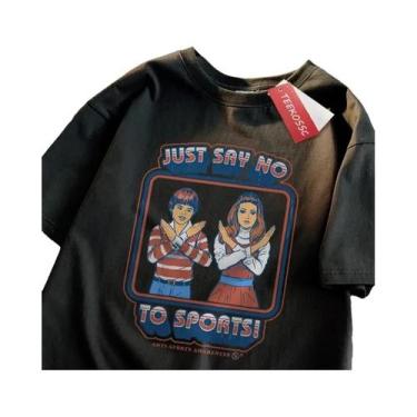 Imagem de Camiseta Masculina De Verão Oversized De Algodão Com Gola Redonda Esta