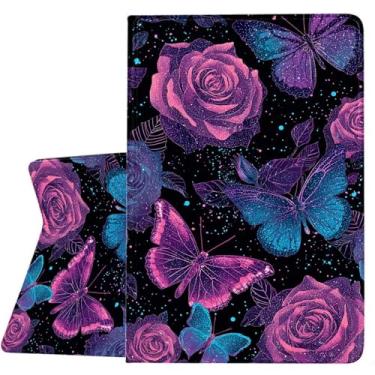Imagem de ZHJLZQAI Capa para Samsung Galaxy Tab A11 / Tab A9 de 8,7 polegadas 2025/2023, couro protetor fino, despertar/hibernar automaticamente, suporte de ângulo de visão ajustável. Borboleta rosa