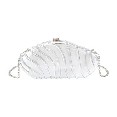Imagem de NLAIOUSL Bolsa clutch de acrílico irregular, exclusiva para casamentos e festas noturnas, bolsa cruzada de ombro