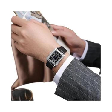 Imagem de Relógio de pulso de quartzo masculino da moda com pulseira de couro - 