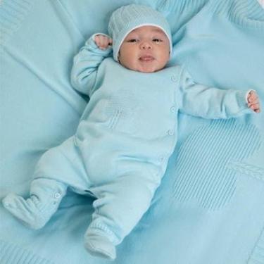 Imagem de Saída De Maternidade Menino Tricô Caio 3 Pçs Azul Fofinho-Masculino