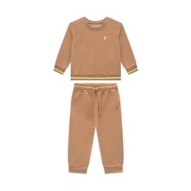 Imagem de Conjunto Infantil Menino Blusão/Calça Marrom Onda Marinha-Masculino