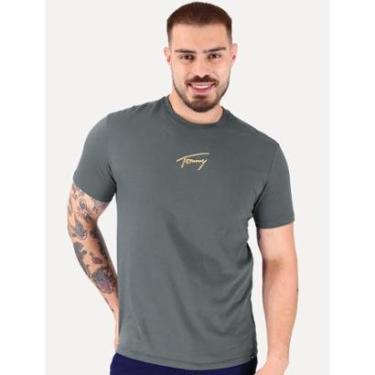 Imagem de Camiseta Tommy Jeans Masculina Embroidered Signature Center Grafite-Masculino