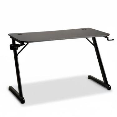 Imagem de Mesa Gamer Husky Snow, Preto - Superfície em Fibra de Carbono, Suporte