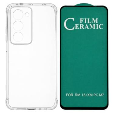 Imagem de Compátivel com Xiaomi Redmi 15 - Capa Capinha Anti Impacto Shock + 1 Película de Ceramica 9d, silicone transparente clear com bordas reforçadas e flexível com efeito cristal