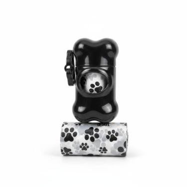 Imagem de Kit Cata Caca Pet com Suporte Ossinho e Saquinhos Higiênicos Cor:Preto