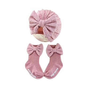 Imagem de Conjunto De Meias E Chapéu De Algodão Para Bebês Meninas Recém-Nascida