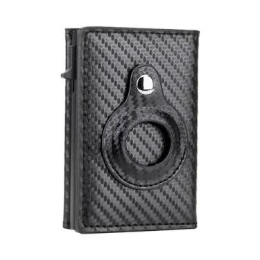 Imagem de Carteira Masculina Retrô Minimalista Com AirTag, Porta-Cartões RFID Po